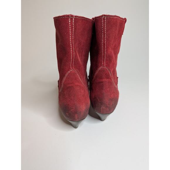 Sundance Sixty-Seven Red Suede Couwboy Boots Size EU 37 US 7 - Picture 3 of 8